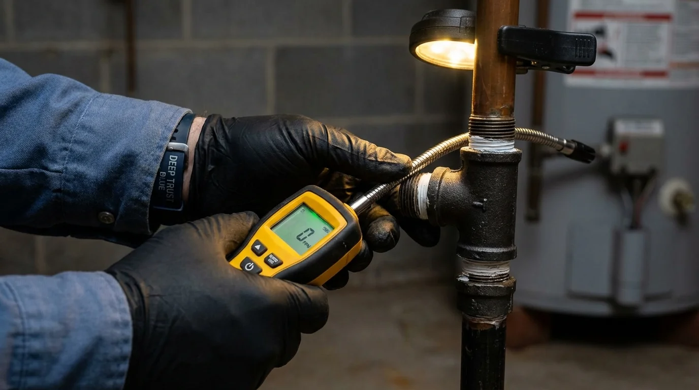 Gas leak detection with electronic sniffer by Johns Plumbing LLC in Fairfield